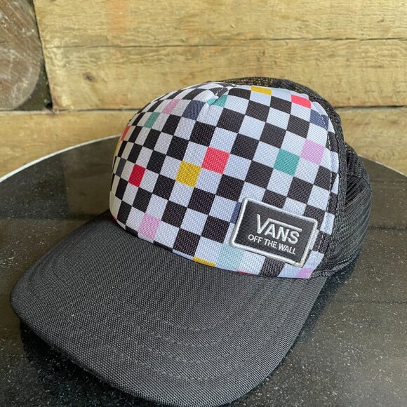 Vans Multi Colored Checkered Off the Wall Trucker Hat - Picture 1 of 5